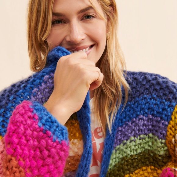Multicolor Chunky Knit Women's Cardigan - Picture 2 of 4